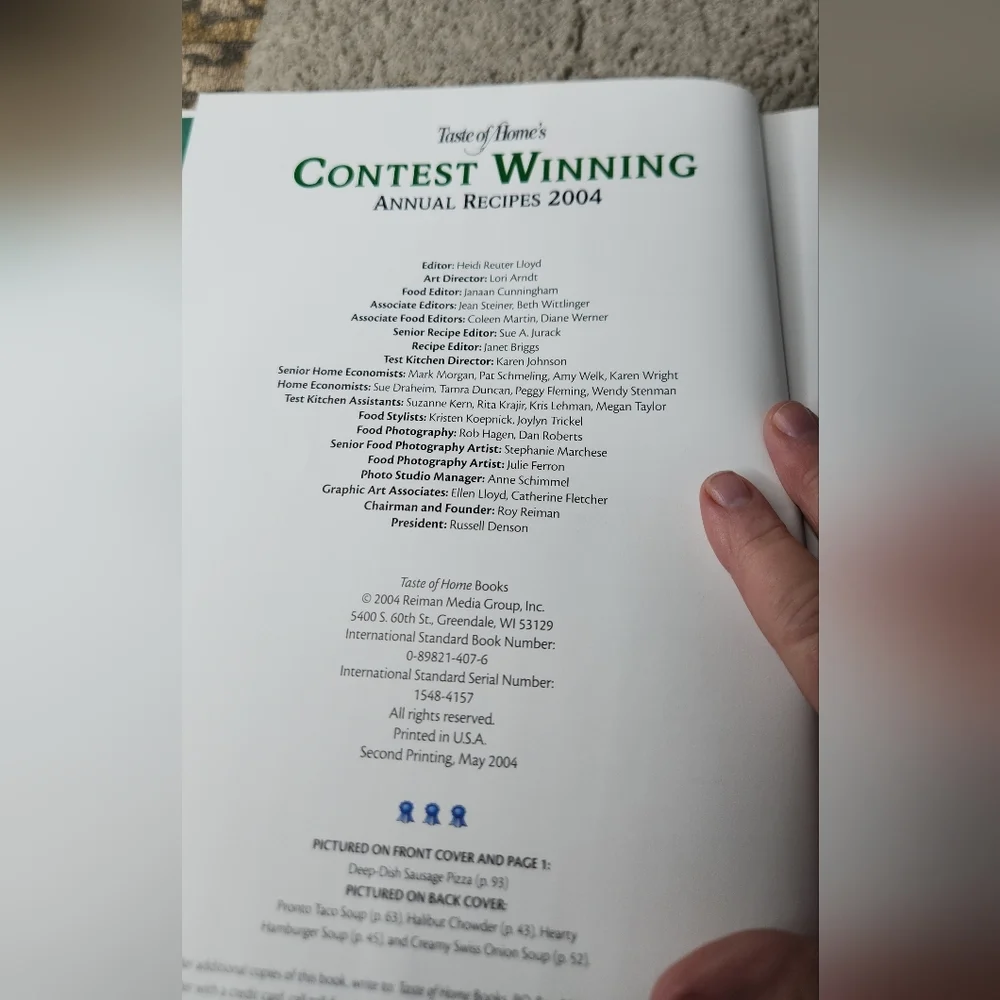 Taste Of Home Contest Winning Annual Recipes Hardcover 2004